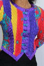 Load image into Gallery viewer, 1980s Jeanne Marc Colorful Silk Quilted Jacket