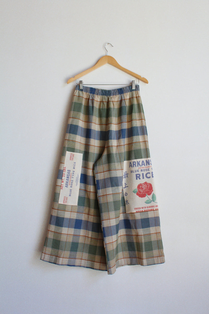 Plaid Blue Rose Rice Higher Level Pants – 3 Women