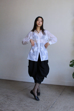 1980s Organza Appliqué Tunic Blouse
