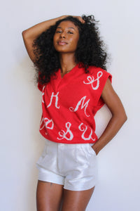 1980s Red Letter Pullover Sweater Vest