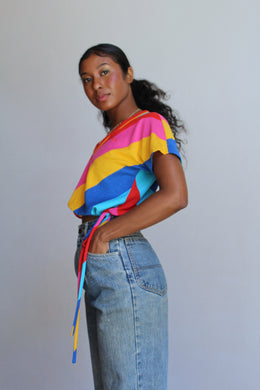 1970s REWORKED Hang Ten Rainbow Striped Tee