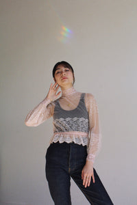 1970s Victorian Pink Lace Blouse
