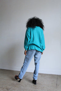1990s Turquoise Striped Pullover Tee