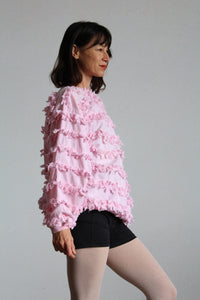 Paula Sweet Muslin Mink Art to Wear Baby Pink Cotton Pullover Sweater
