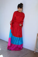 Load image into Gallery viewer, 1980s Oscar De La Renta Silk Brocade Rose Color Block Blouse and Maxi Skirt Set