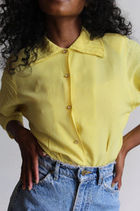 1940s Bright Yellow Rayon Blouse