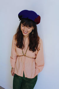 1980s Tri-Colored Wool Beret with Tassel