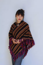 Load image into Gallery viewer, 1970s Italian Rainbow Striped Fringe Poncho