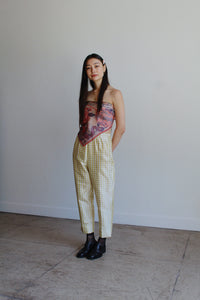 90s Chartreuse Silk Plaid Trousers