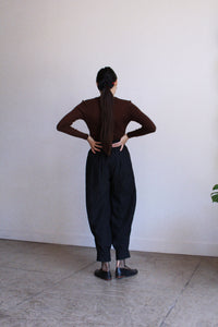 1970s Esprit De Corp Brown Knit Ballerina Blouse  