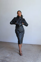 Load image into Gallery viewer, 1980s Black Leather Quilted Waist Skirt