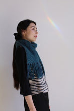 Load image into Gallery viewer, Vintage Turquoise Blue Fringe Scarf