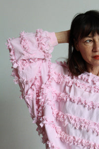 Paula Sweet Muslin Mink Art to Wear Baby Pink Cotton Pullover Sweater