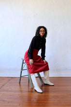 Load image into Gallery viewer, 1970s Red Corduroy Pleated Midi Skirt