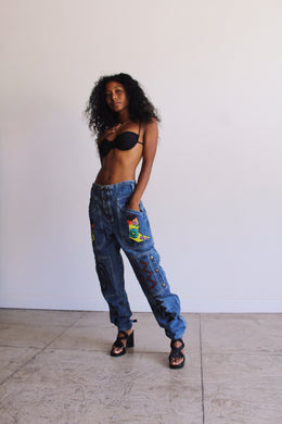 1980s Guess by Georges Marciano Painted Cowgirl Jeans