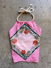 Load image into Gallery viewer, Hankie Halter Top Pink Gauze - Green Rose | Small