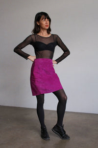 1980s Fuchsia Suede Pencil Skirt
