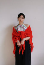 Load image into Gallery viewer, 1970s Neon Red Crochet Knit Shawl