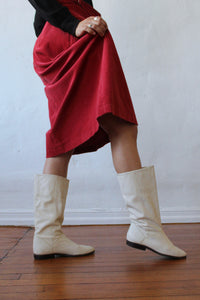 1970s White Leather 9 West Riding Boots Size 5.5-6