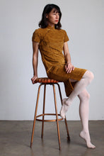 Load image into Gallery viewer, 1960s Abstract Silk Velvet Burnout Caramel Cheongsam Qipao Dress