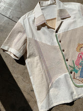 Load image into Gallery viewer, Peacock Embroidered Linen Fringe Shirt
