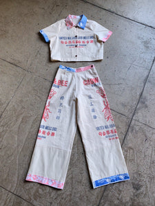 MADE TO ORDER: Kokuho Rose Crop Top & Trousers Set