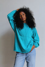 Load image into Gallery viewer, 1990s Turquoise Striped Pullover Tee