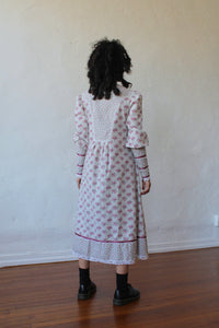 1970s Floral Victorian Cotton Dress