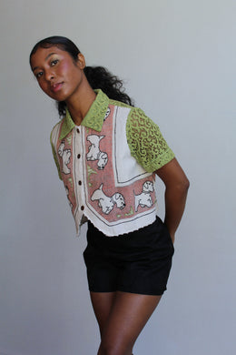 Schnauzer Antique Linen Crop Top