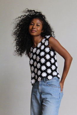 1970s B&W Crochet Flower Tank
