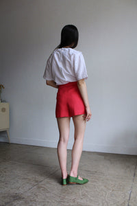 1980s Punch Red Linen Shorts