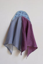 Load image into Gallery viewer, Patchwork Bonnet - Purple w/ Blue Feedsack