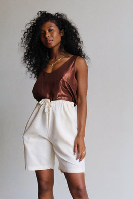 1990s Cream Silk Lounge Shorts