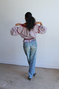 1970s Cotton & Crochet Grid Blouse