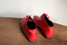 Load image into Gallery viewer, 1980s Red Leather Town &amp; Country Peep Toe Italian Lace Up Ankle Boots - Size 8.5-9