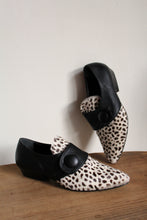 Load image into Gallery viewer, 1980s Dalmation Pony Hair &amp; Black Leather Pointed Button Mules - Made in Italy -Size 8