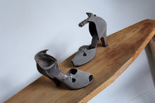 Load image into Gallery viewer, 1940s Grey Suede Ankle Strap Pumps - Size 7.5/8
