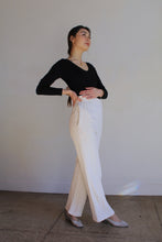 Load image into Gallery viewer, 1980s White Cotton High Waist Ribbed Knit Slacks