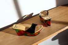 Load image into Gallery viewer, 1990s Window Pane Art to Wear Slip on Wedges - Made in Romania - Size 8