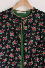 Load image into Gallery viewer, 1970s Black Floral Quilted Jacket