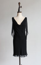 Load image into Gallery viewer, 90s Black Silk Fiori De Zucca Little Black Dress