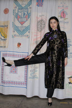 Load image into Gallery viewer, 1990s-Y2K Black Silk Sequined Tuxedo Stripe Trousers
