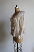 Load image into Gallery viewer, 90s Ivory Silk Ruffle Collar Blouse with Ruffle Sleeves