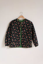 Load image into Gallery viewer, 1970s Black Floral Quilted Jacket