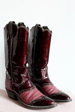 Load image into Gallery viewer, Tony Lama Burgundy Patent Leather Cowgirl Boots