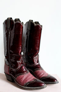 Tony Lama Burgundy Patent Leather Cowgirl Boots