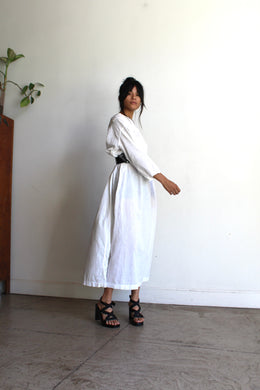 Antique White Cotton Tent Dress with Crochet Lace Neckline