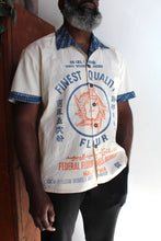 Load image into Gallery viewer, 5 Tigers Flour Sack + African Wax Fabric Button-up