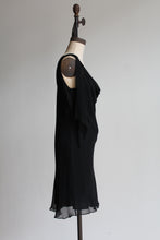 Load image into Gallery viewer, 90s Black Silk Fiori De Zucca Little Black Dress