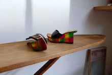 Load image into Gallery viewer, 1990s Window Pane Art to Wear Slip on Wedges - Made in Romania - Size 8